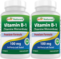 Front view of Best Naturals Vitamin B1 Thiamine Mononitrate bottle