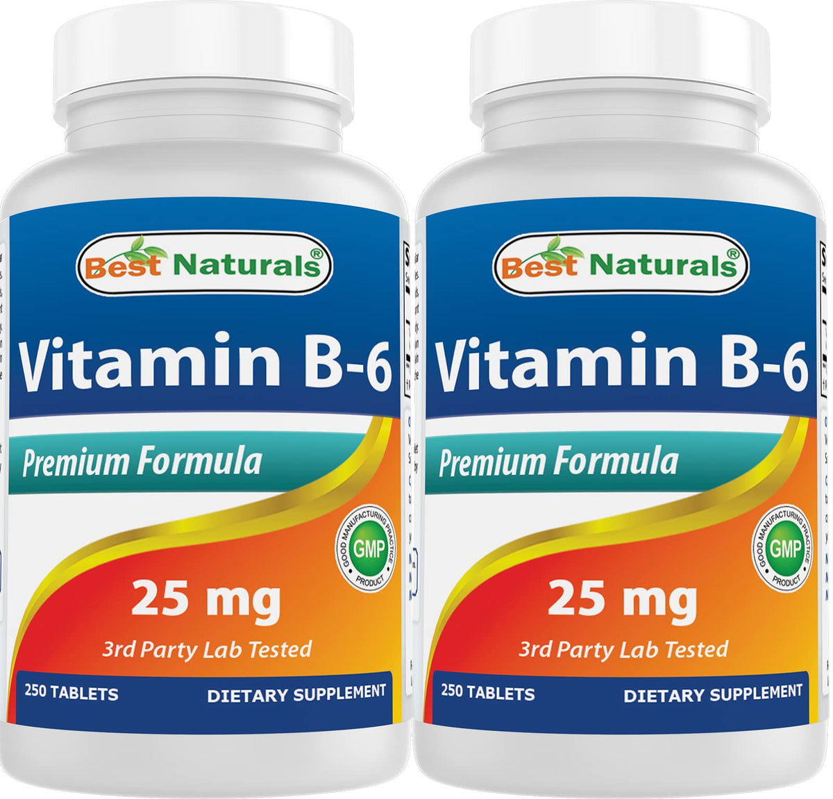 Front view of Best Naturals Vitamin B6 bottle