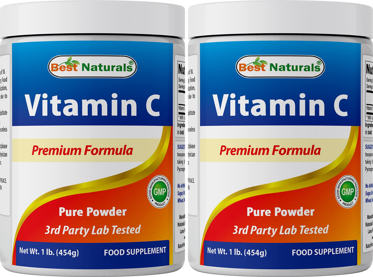 Front view of Best Naturals Vitamin C powder 1 lb bottle
