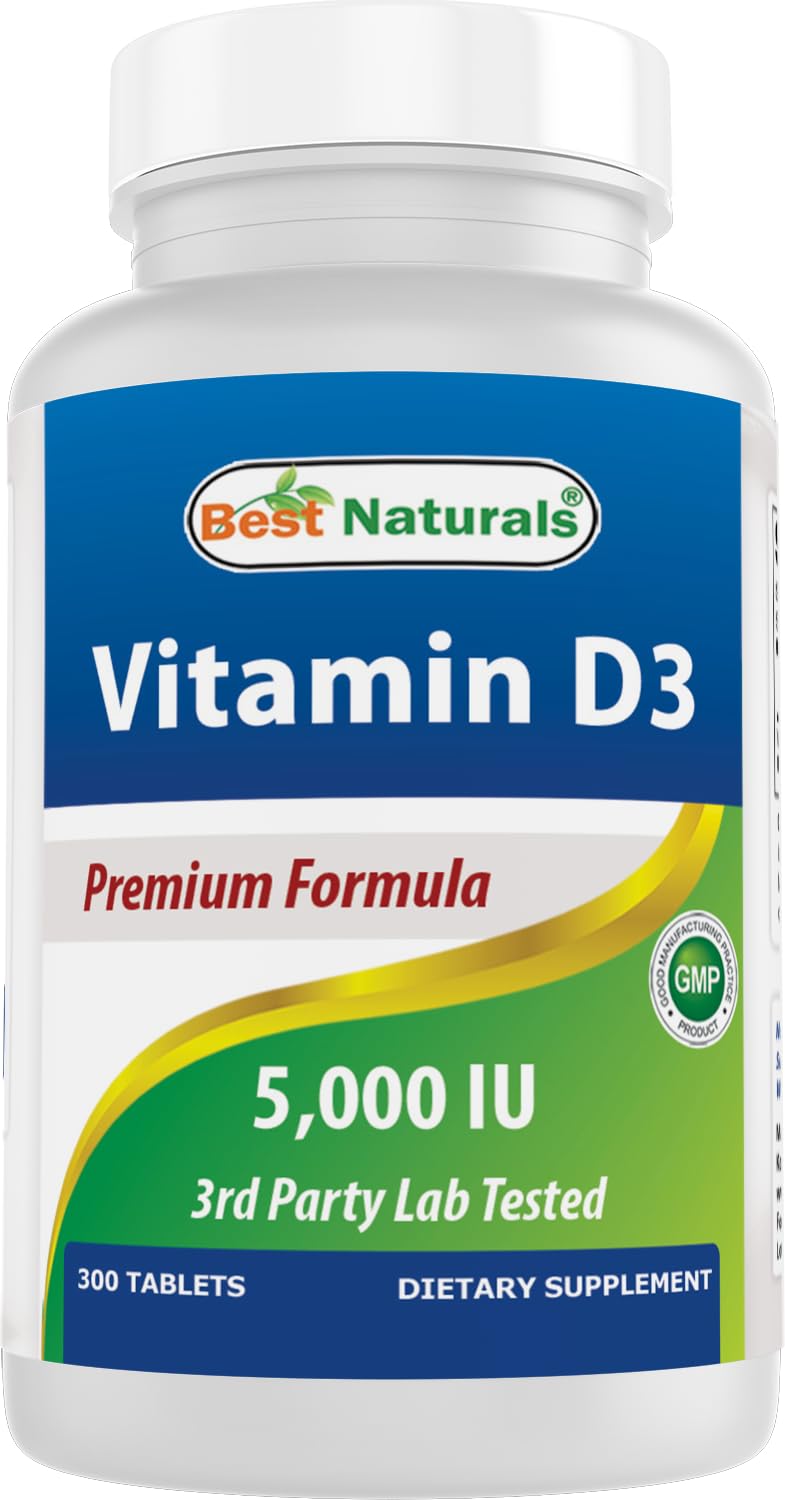 Best Naturals Vitamin D3 5000 IU bottle with 300 tablets