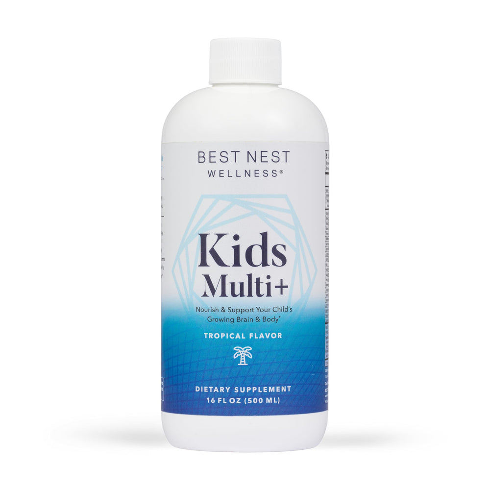 Bottle of Best Nest Wellness Kids Multi Plus tropical flavor 16 oz