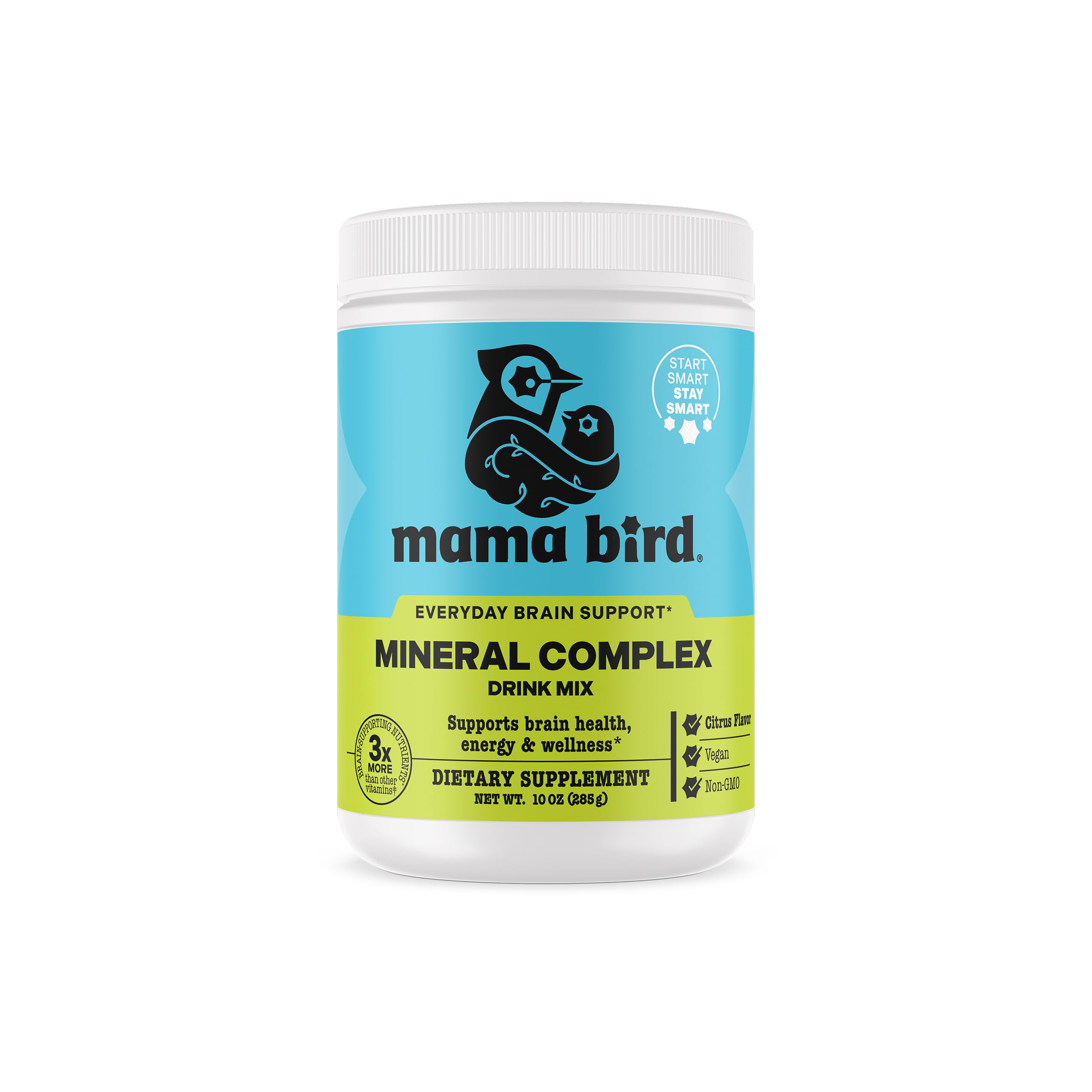 Front view of Best Nest Wellness Mama Bird Mineral Complex lemon-lime canister