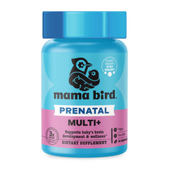 Front view of Best Nest Wellness Mama Bird Prenatal Multi Plus bottle with 30 caplets