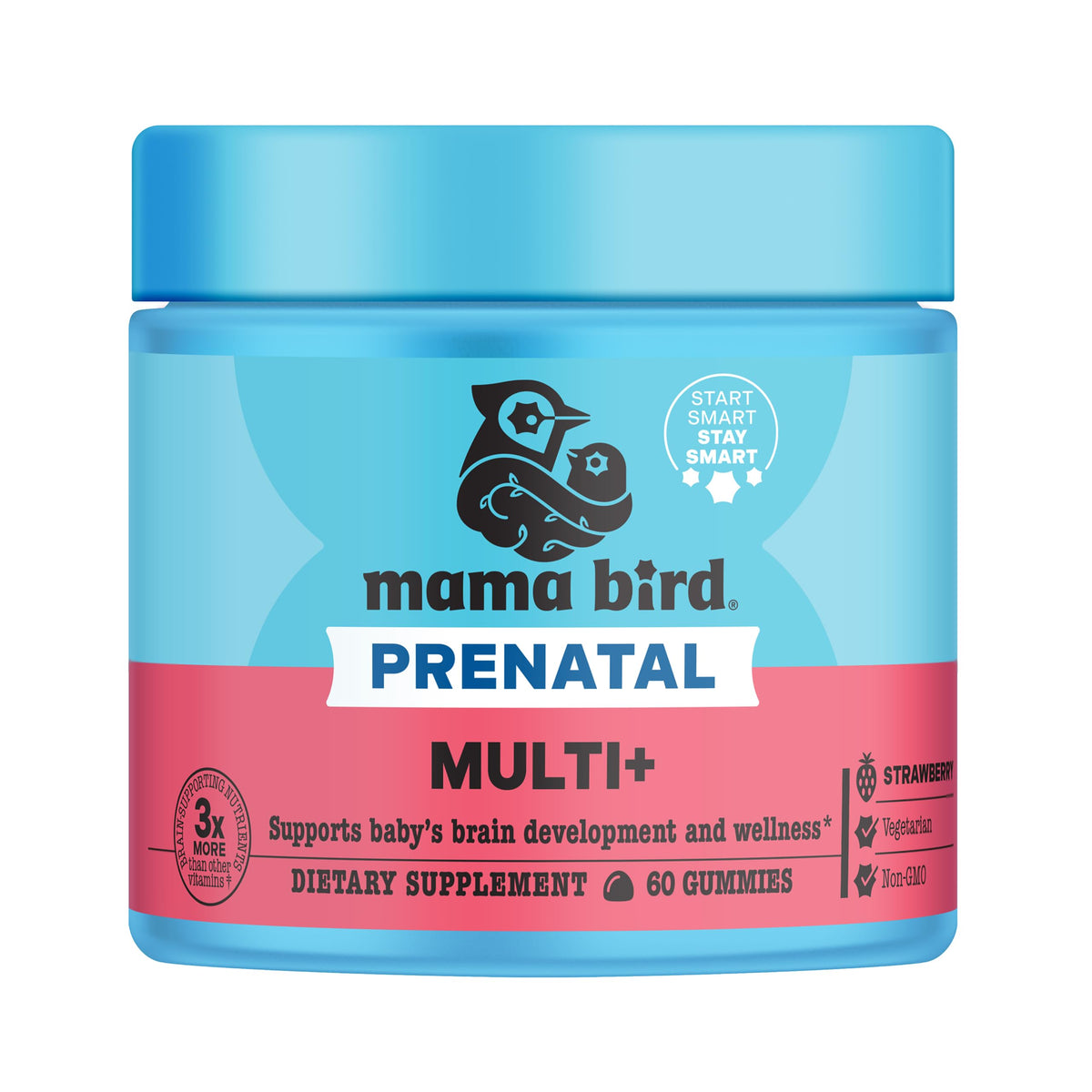Best Nest Wellness Mama Bird Prenatal Multi Plus strawberry gummies packaging