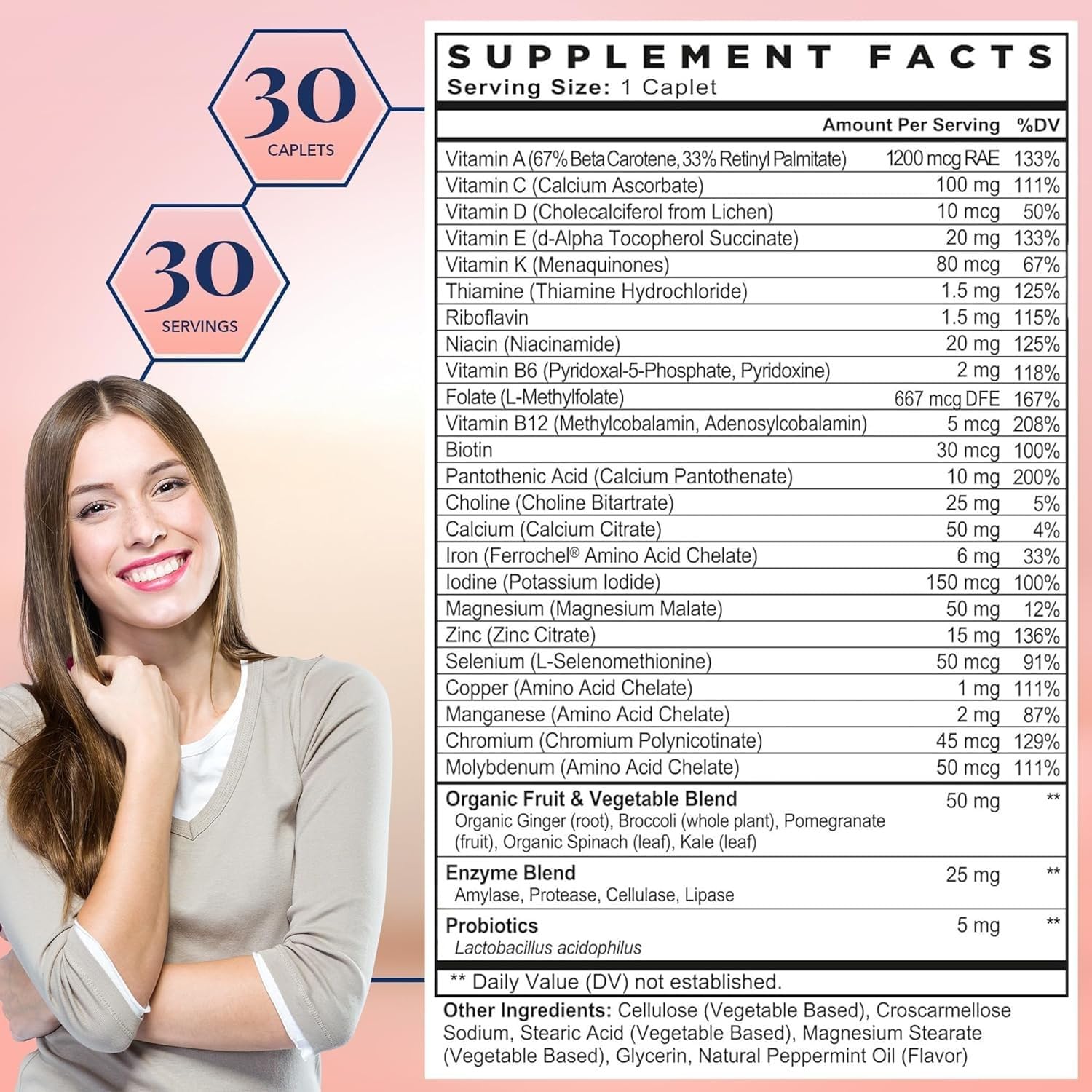 Bottle label highlighting brain and body health benefits