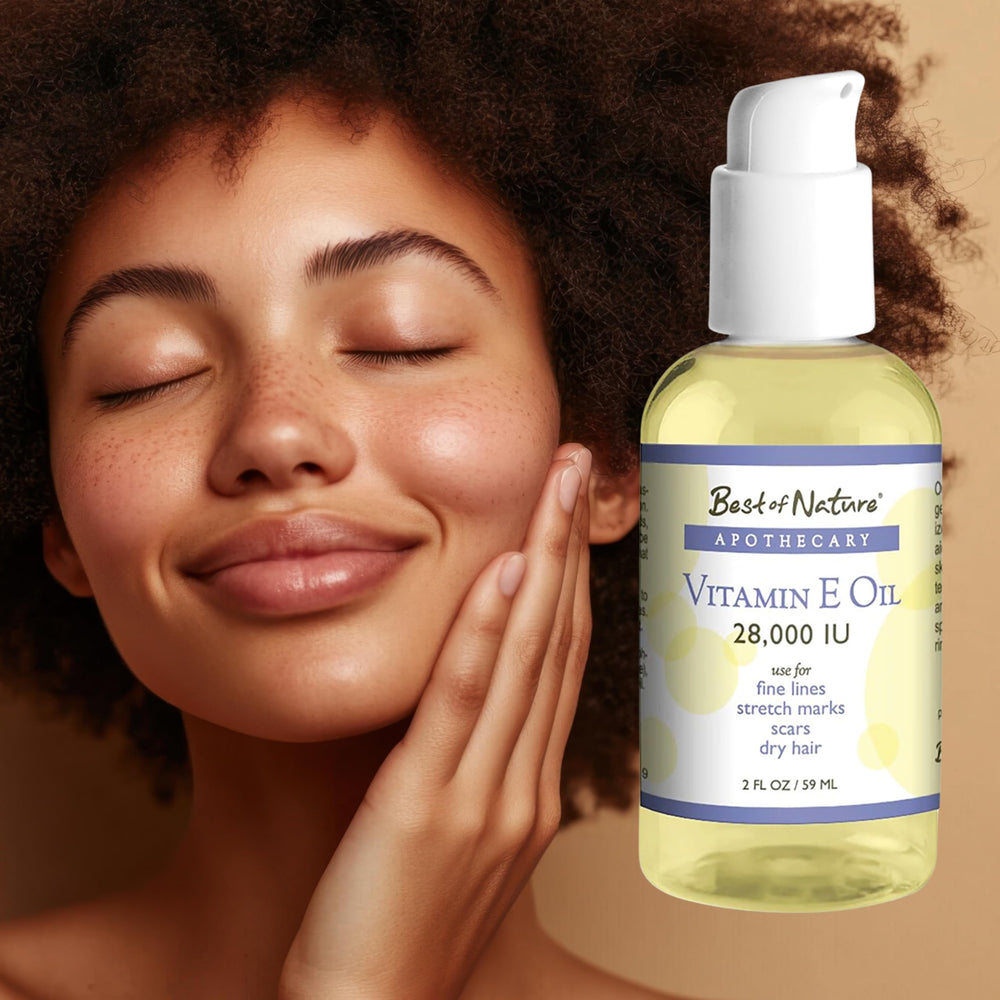 Close-up of skin being nourished by vitamin E oil