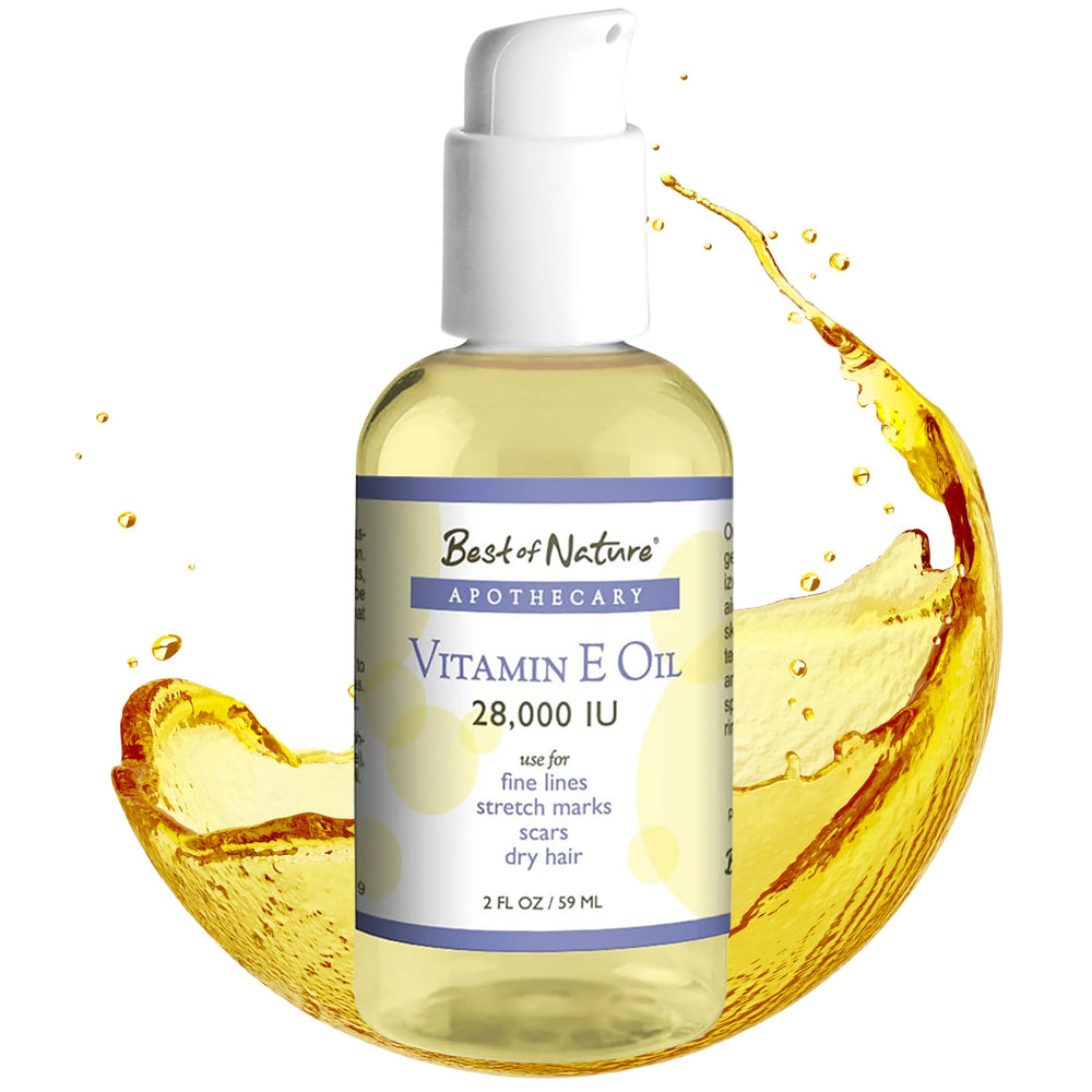 Bottle of Best of Nature Vitamin E Oil 28,000 IU with fractionated coconut oil