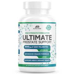 OTC prostate health supplement bottle and capsules
