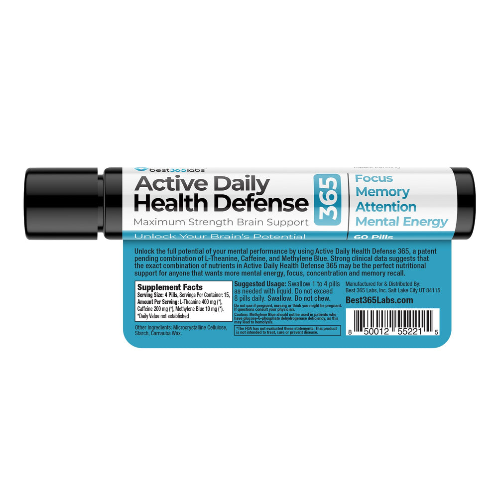 Close-up of Best365Labs Brain Support bottle label