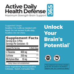 60-count bottle of Best365Labs Brain Support with tablets visible
