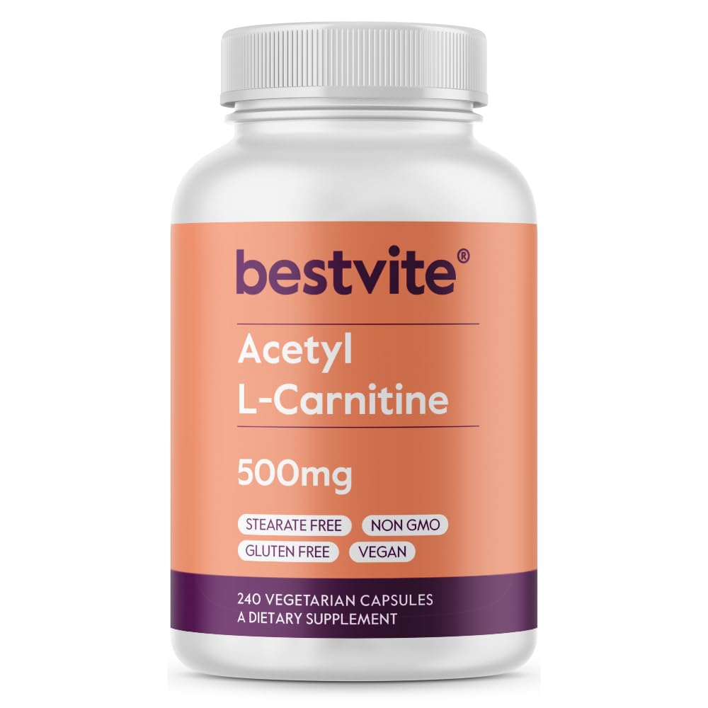Bottle of BESTVITE Acetyl L-Carnitine 500mg (240 capsules)