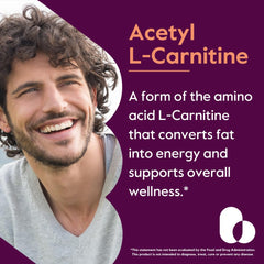 Close-up label of BESTVITE Acetyl L-Carnitine 500mg