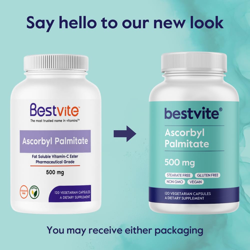 Front of Bestvite packaging: Ascorbyl Palmitate 500mg - 240 capsules