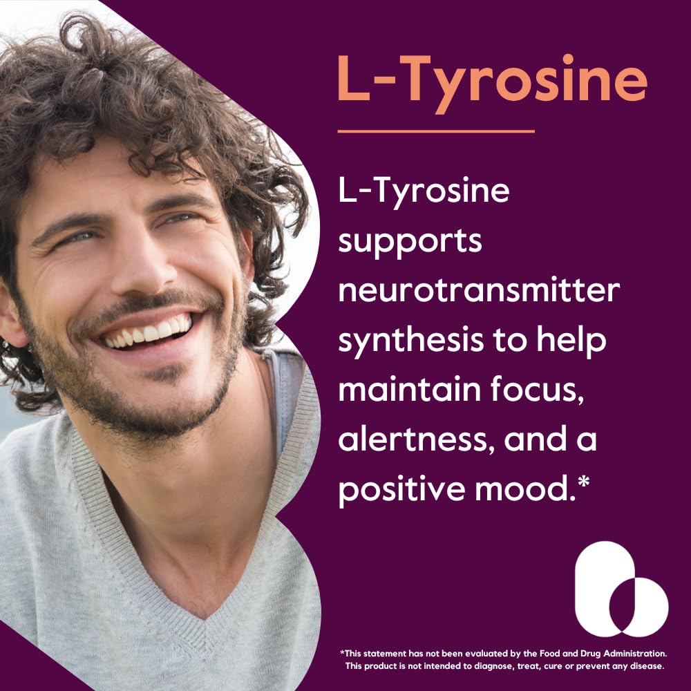 Close-up of L-Tyrosine 500mg capsules
