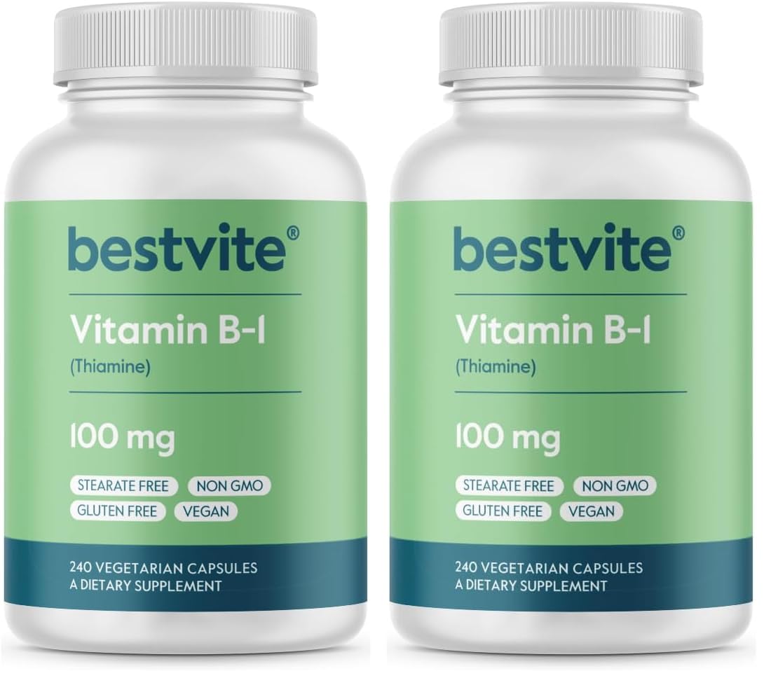 Bottle of BESTVITE Vitamin B-1 100mg 240 vegetarian capsules