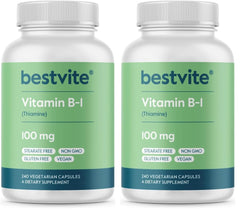 Bottle of BESTVITE Vitamin B-1 100mg 240 vegetarian capsules