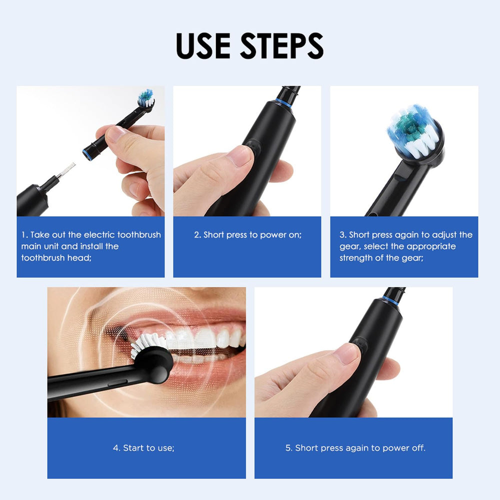 Besuntek toothbrush with 4 replaceable heads