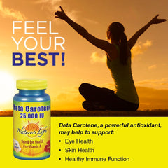 Nature's Life Beta Carotene ingredient panel showing beta carotene