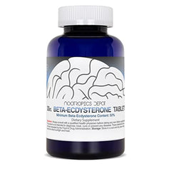 Close-up of Beta Ecdysterone tablets in bottle