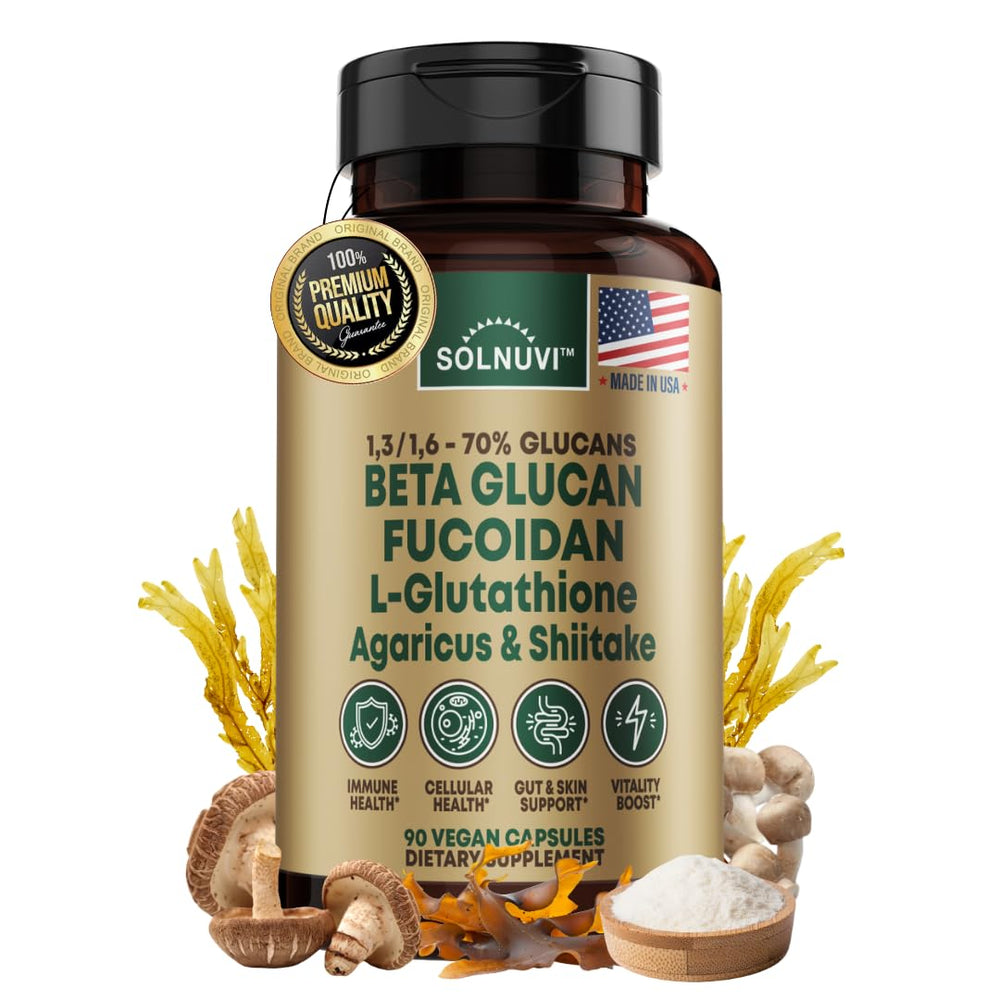 Solnuvi Beta Glucan & Fucoidan Brown Seaweed Extract bottle – 90 capsules