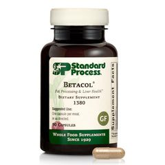 Betacol liver health supplement bottle with capsules
