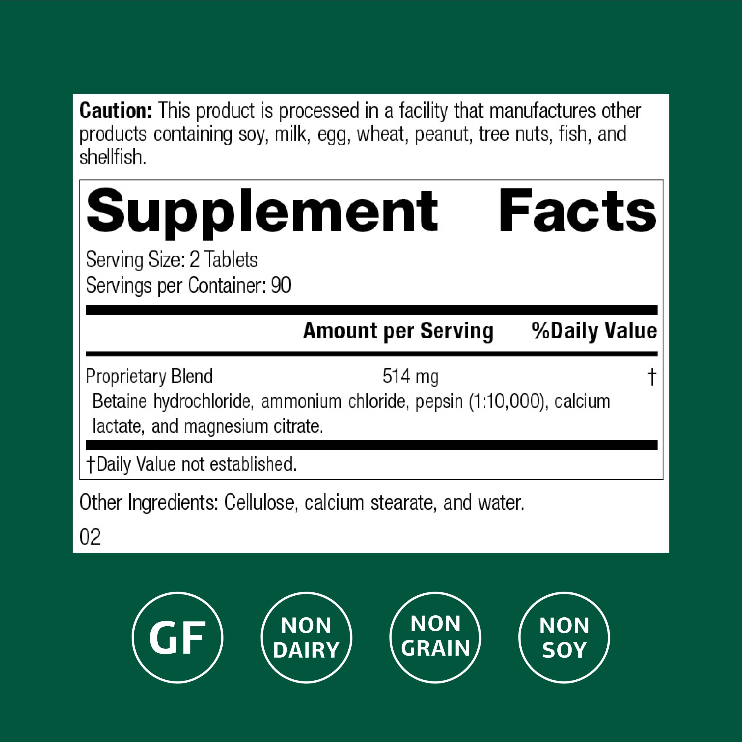 Betaine Hydrochloride tablets close-up
