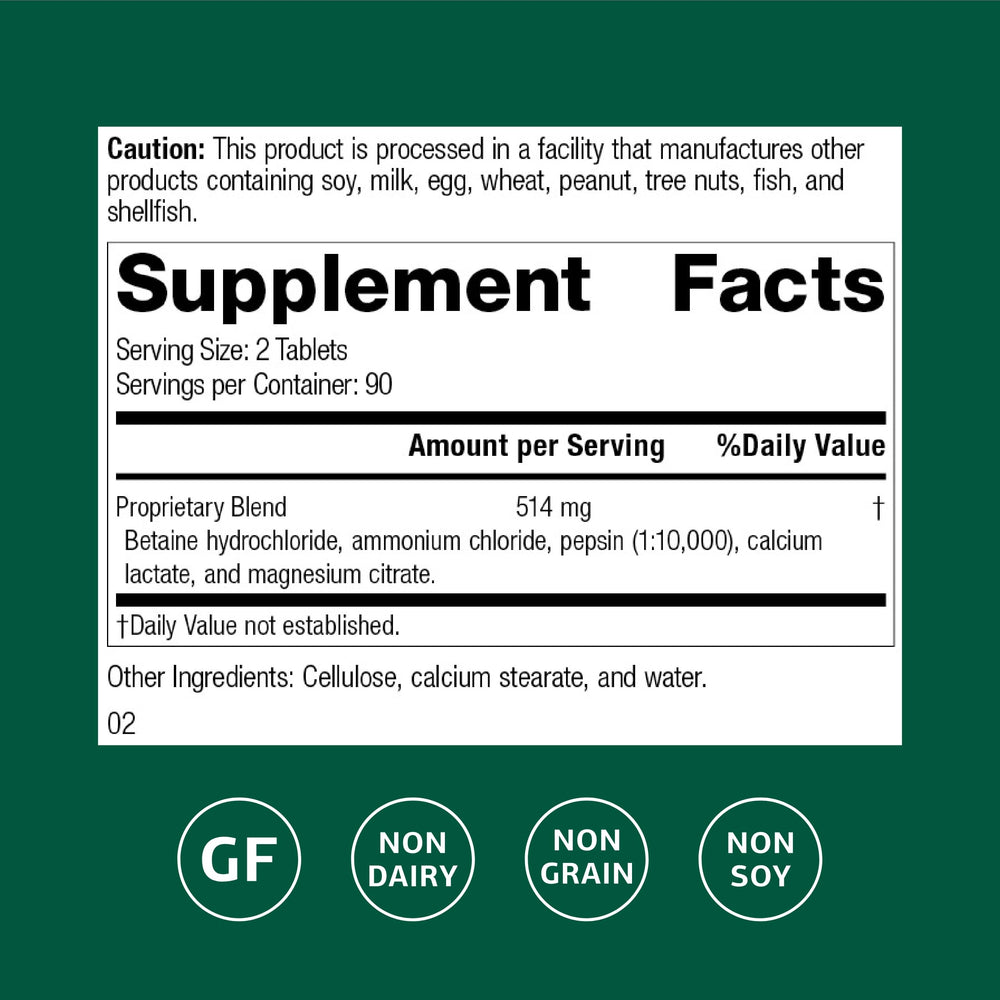 Betaine Hydrochloride tablets close-up
