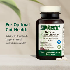 Front view of Standard Process Betaine Hydrochloride bottle