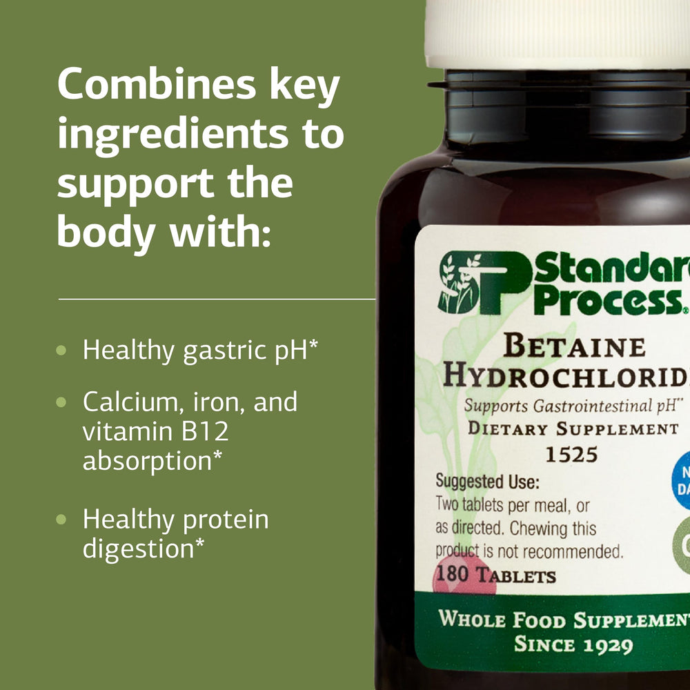 Supplement facts panel for Betaine Hydrochloride