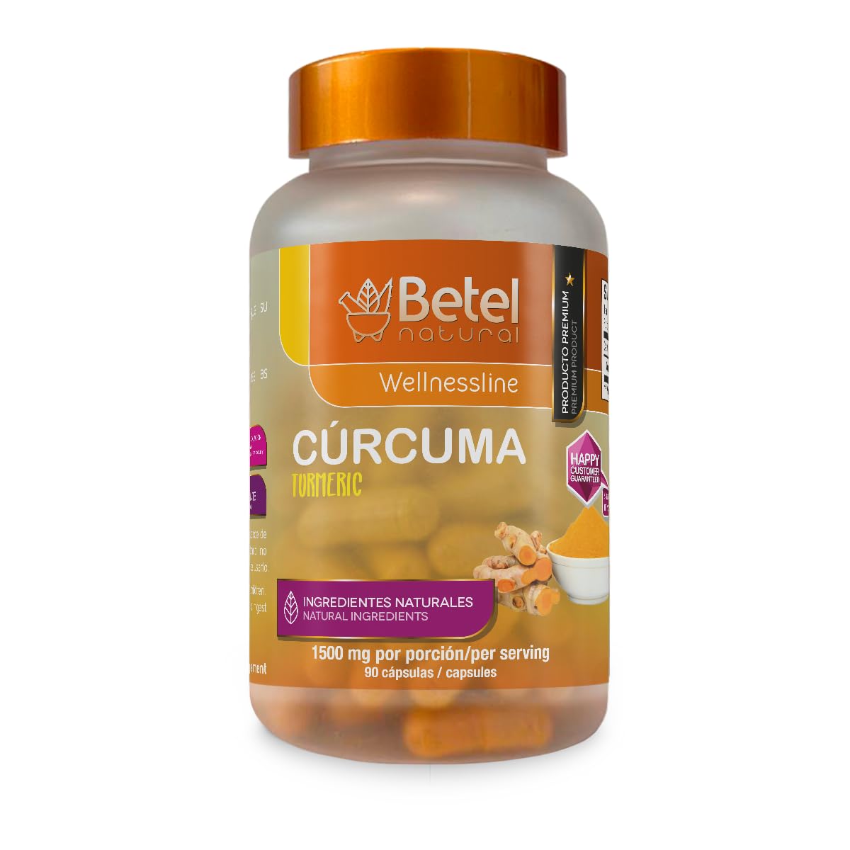 Betel Natural Curcuma Turmeric Capsules bottle with label