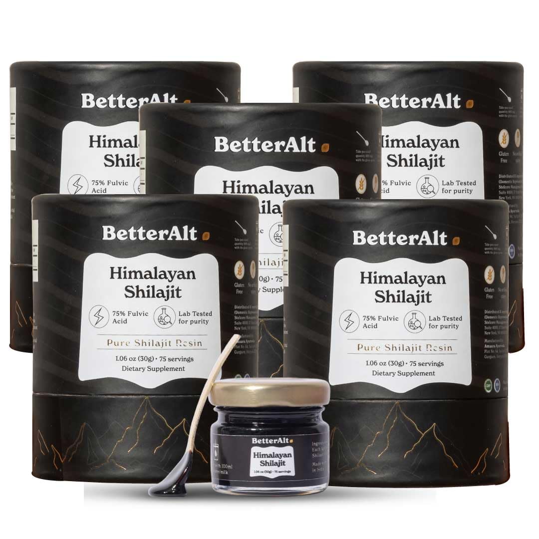 Front view of Better Alt Himalayan Shilajit Resin 5-pack