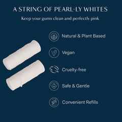 Waxed dental floss gliding between teeth