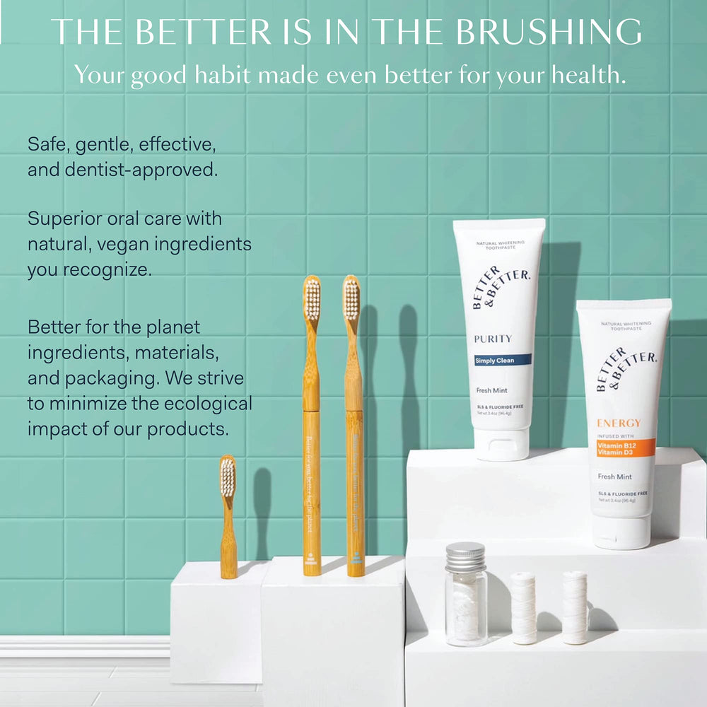 7-image gallery showcasing features of Better & Better dental floss refill pack