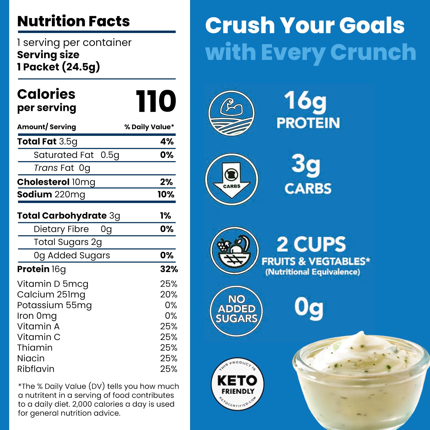 Close-up of ranch-flavored protein puffs