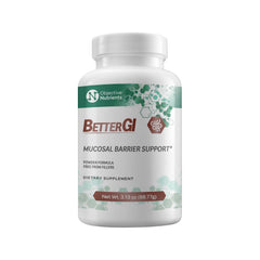 Front view of the Objective Nutrients BetterGI Mucosal Barrier Support bottle with label