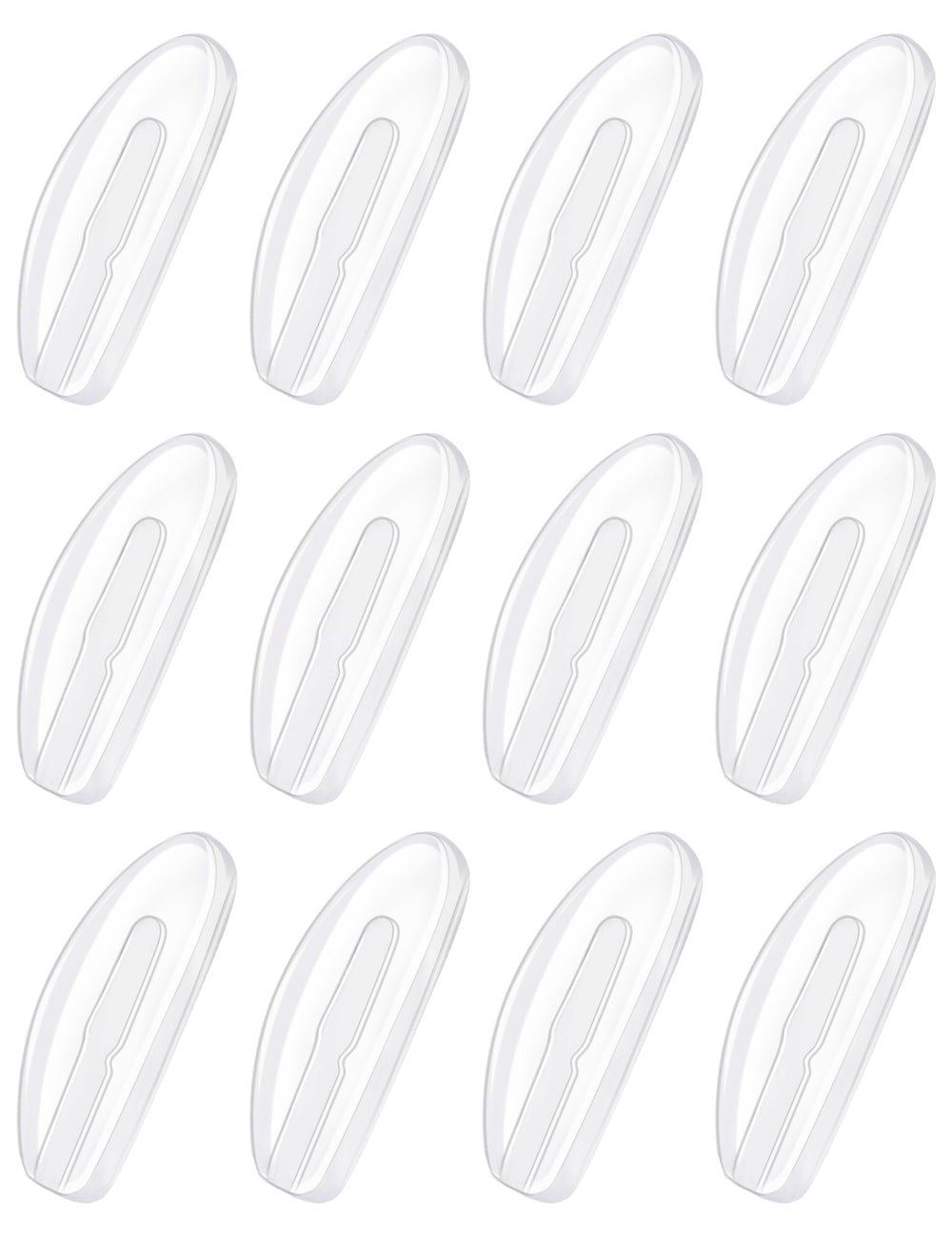 Betterun clear silicone air cushion nose pads for plug-in eyeglasses and sunglasses (front view)