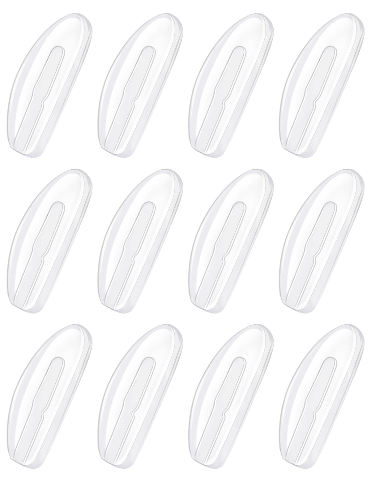 Betterun clear silicone air cushion nose pads for plug-in eyeglasses and sunglasses (front view)