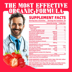 Assorted strawberry gummies highlighting joint support formula