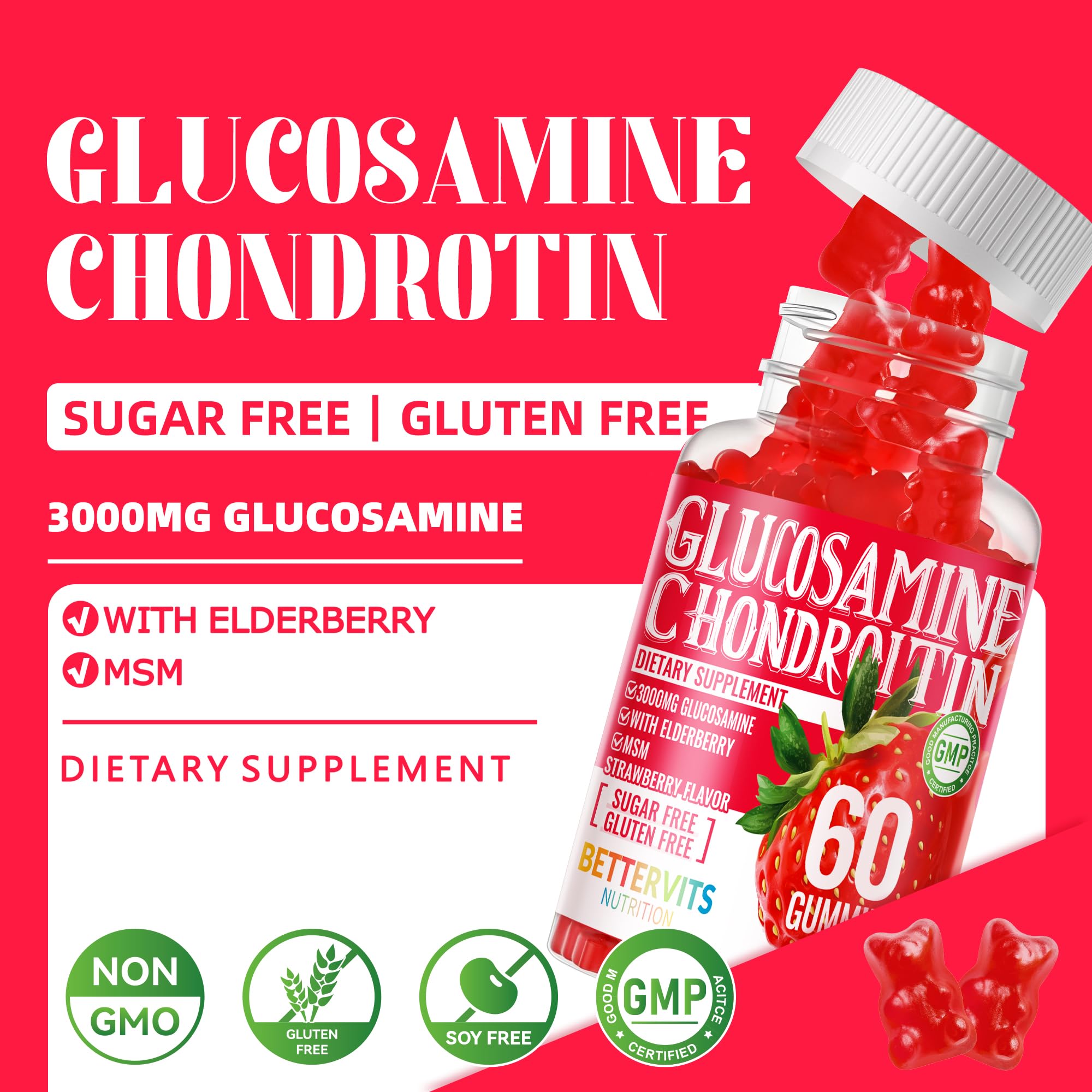 Ingredients: Glucosamine, Chondroitin, MSM and elderberry