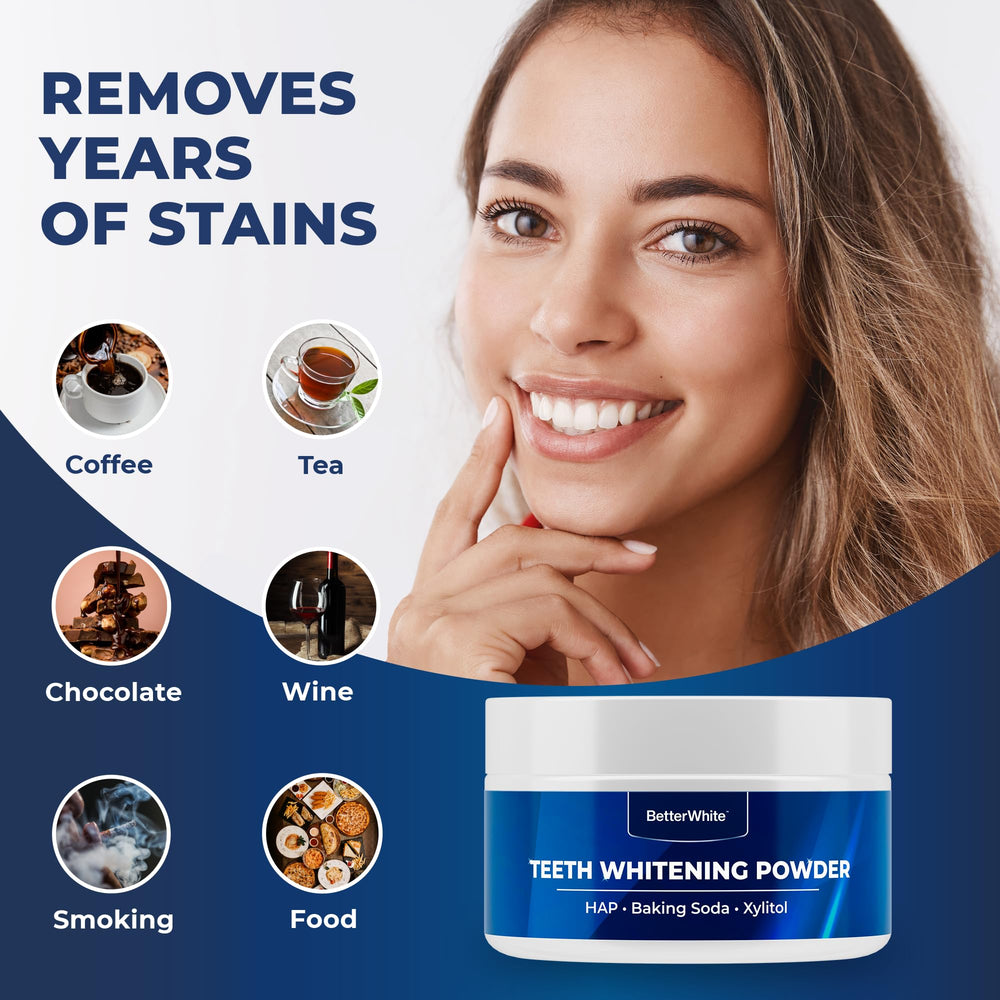 Graphic highlighting hydroxyapatite and xylitol enamel-safe formula