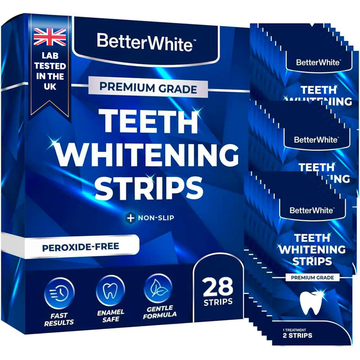 Front view of BetterWhite 28-pack whitening strips