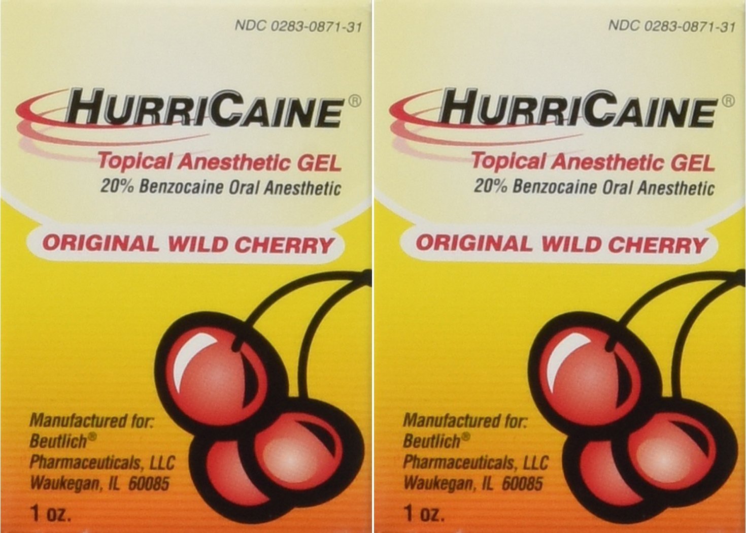 Beutlich Hurricaine Wild Cherry Topical Anesthetic Gel - 1 oz pack of 2
