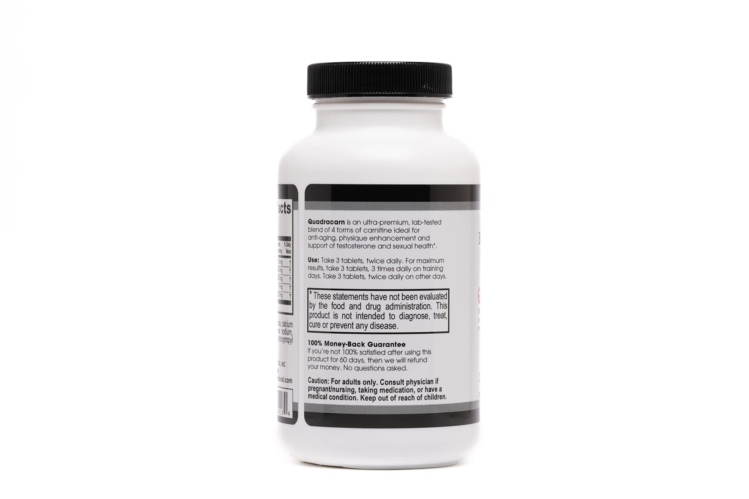 Ingredients panel showing Acetyl L-Carnitine, L-Carnitine, L-Carnitine L-Tartrate, Propionyl L-Carnitine HCL and Gymnema sylvestre