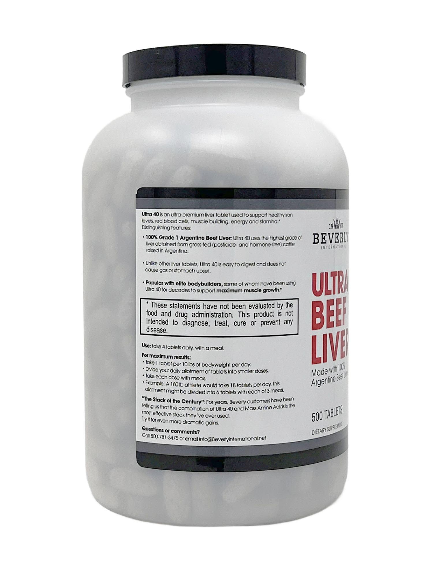 Close-up of Ultra 40 beef liver tablets