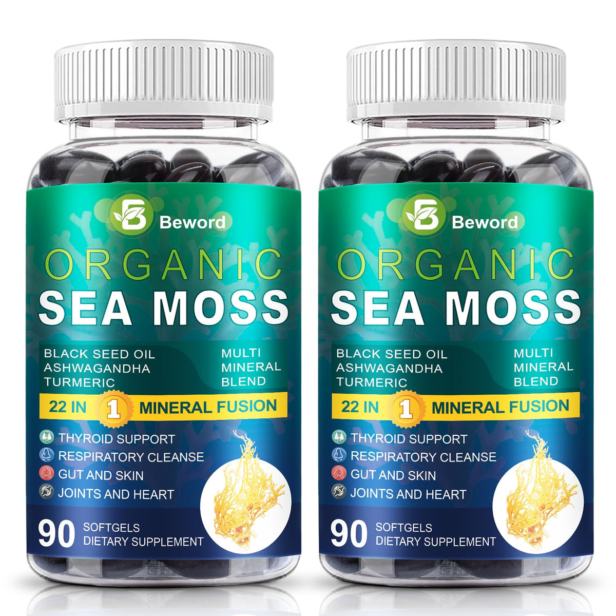 BEWORD Organic Sea Moss Softgels 2-pack hero image