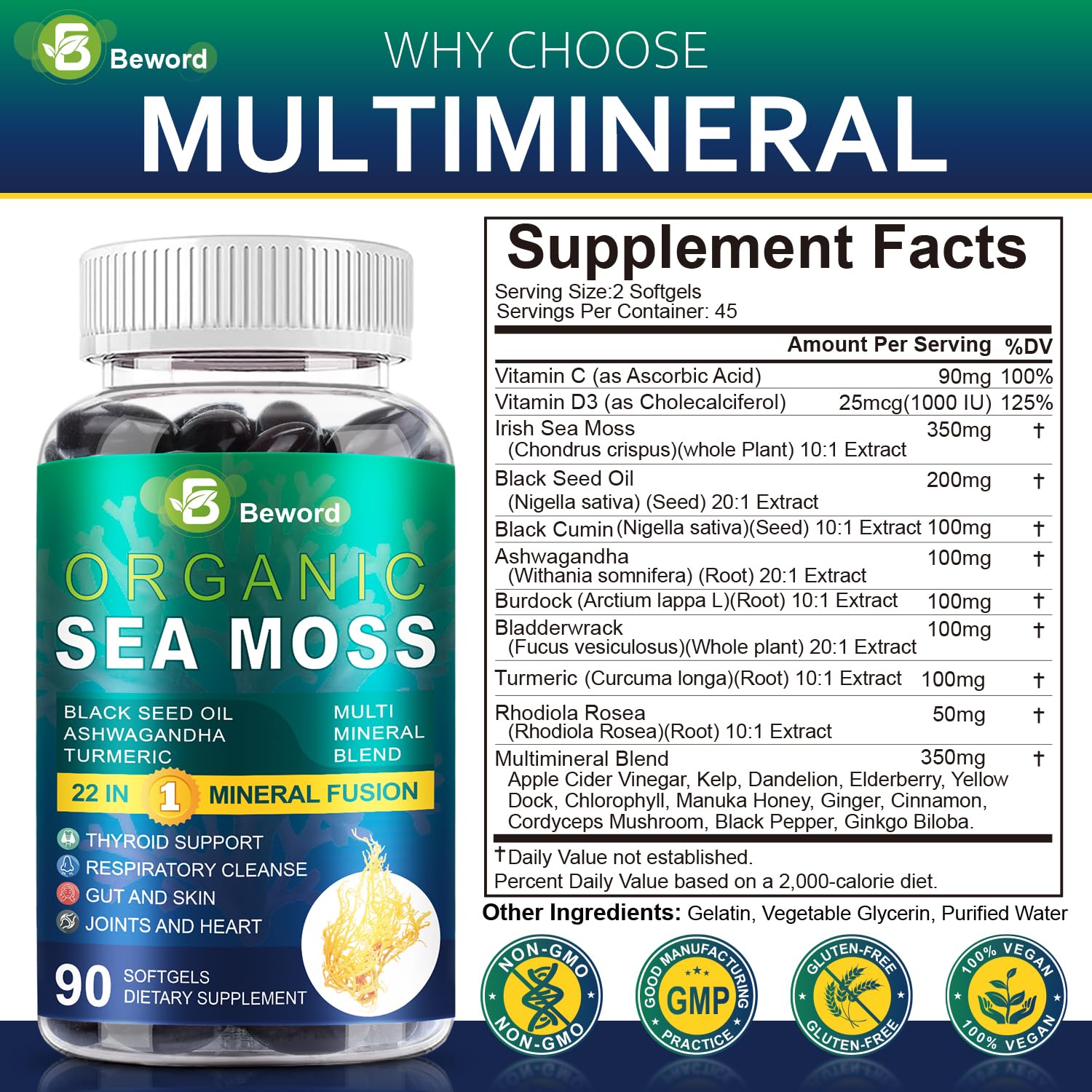 GMO-free vegan capsules and third-party lab-tested packaging