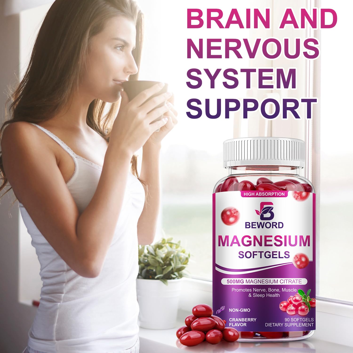 Zzz and calm support featuring Magnesium and Vitamin B6