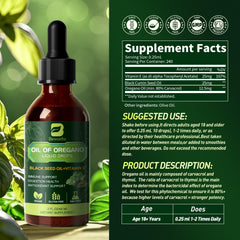 Close-up of Beworths oregano oil drops bottle labeled 60ml