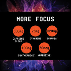 Rapid-release caffeine blend and energy-focused graphics on Burn MF