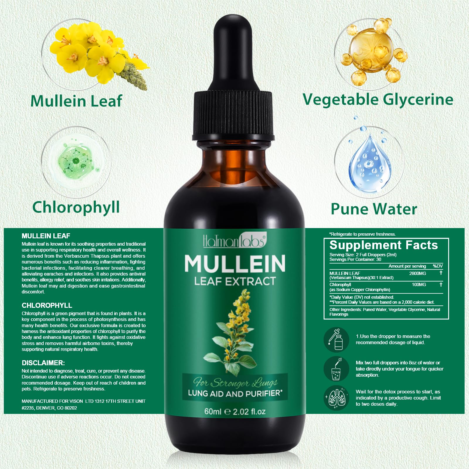 Mullein Drops bottle for lungs